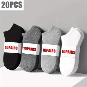 Unisex Casual Plain Color Boat Socks, Thin Breathable Comfy Anti-Odor Sweat-Absorbing Low Cut Ankle Socks for Men & Women