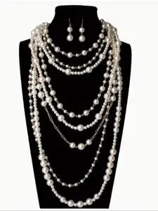 Elegant Faux Pearl Jewelry Set, Multilayer Design, Perfect for Parties & Everyday Wear, Ideal Birthday Gift, Stylish Accessory