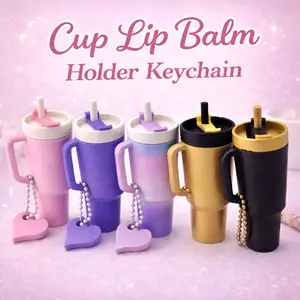 Cup Lip Balm Holder Keychain  3D Printed Mini Tumbler Keychain | Chapstick Holder | Cute Bag Charm | Travel Lip Balm Case