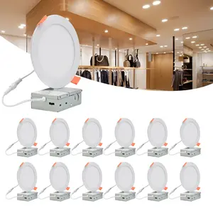 JLLED 12 Pack 13W 6 Inch / 9W 4 Inch Ultra-Thin LED Recessed Ceiling Panel Light with Junction Box,5CCT 2700K-5000K Dimmable ETL&FCC and Energy Star Certified