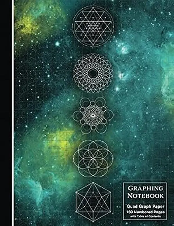 Graphing Notebook: Sacred Geometry Space Nebula Quad Rule Graph Paper - Composition Size Math Journal - 160 Numbered Pages with Table of Contents (Top Scholar)