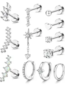 Women's 20g Helix Piercing Jewelry, Flatback Cartilage Earrings, Hypoallergenic Steel, Cartilage Hoop, Daith Tragus Conch Studs