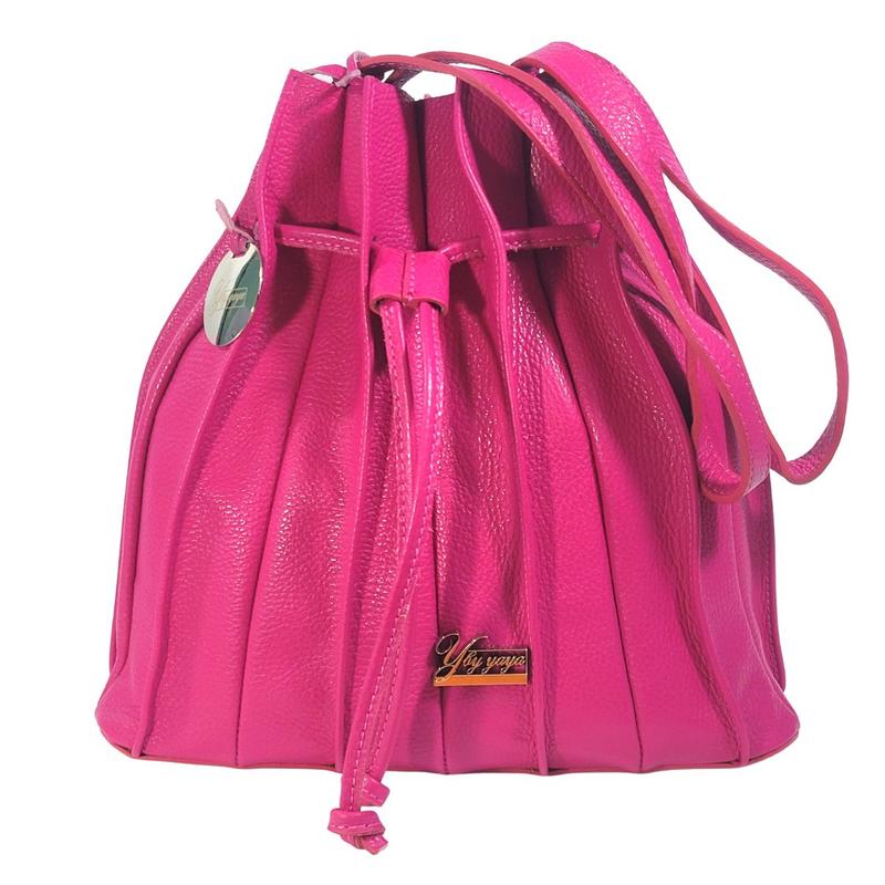 YBY Bella Bag - Signature Pink Pebble Leather Bag with Adjustable Strap & Zippered Pouch - Elegant & Versatile Boston Bag Made in Italy