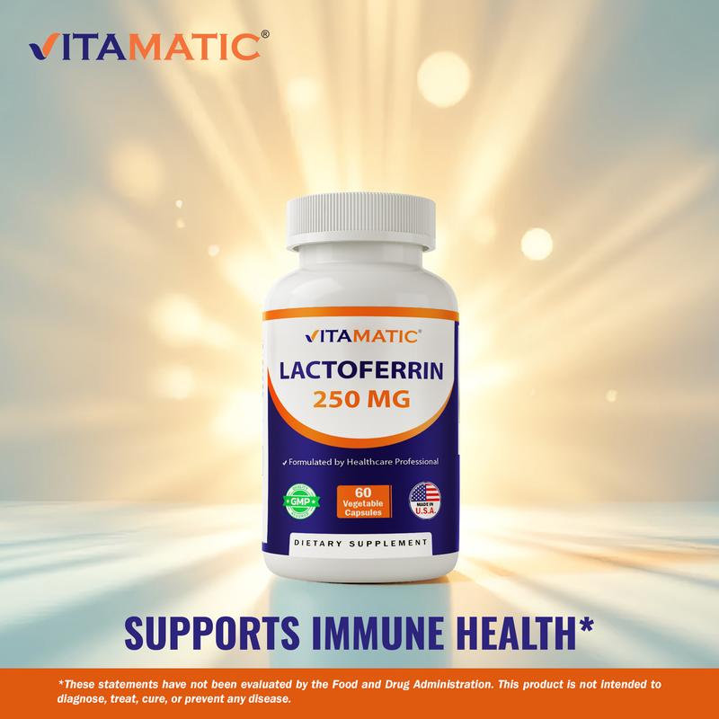 Vitamatic Lactoferrin 250mg, 60 Vegetable Capsules - Promotes Healthy Immune Function*