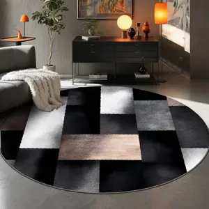 Velvet round patterned printed carpet that is soft and comfortable, suitable for multiple scenarios, available in various sizes, and non-shedding Geometric Pattern Rug Decorative Rug