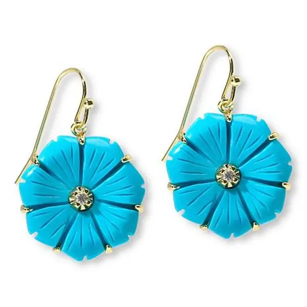 Connie Craig Carroll Jewelry Laura Carved Gem Flower Drop Earrings