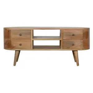 Rounded Entertainment Unit - Solid Wood Media Console