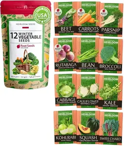 HOME GROWN 12 Winter Vegetable Seeds - Heirloom, Non-GMO Fall & Winter Vegetable Seeds for Planting