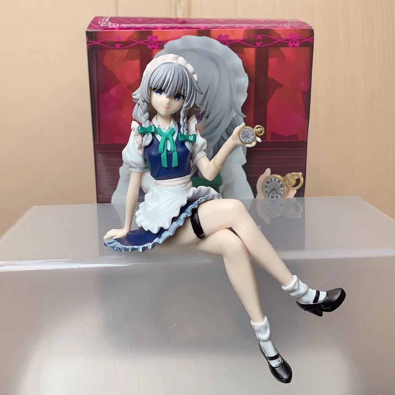 Sakuya Izayoi Figure – "Noodle Stopper" Style Sitting Anime Girl Model/Toy (Suitable for Car Dashboard Display)