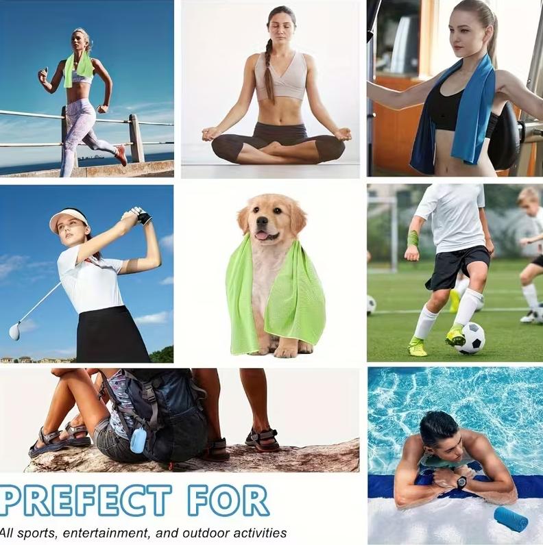 5pcs Cooling Towels (32"x12"), Microfiber Chilly Towels Soft Breathable Gym Ice Towel for Workout, Yoga, Sport, Silicone Set Travel Sweat Towels Fast Drying Lightweight Cooling Neck Wraps