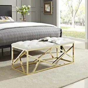 Modway Intersperse Bench in Gold Ivory