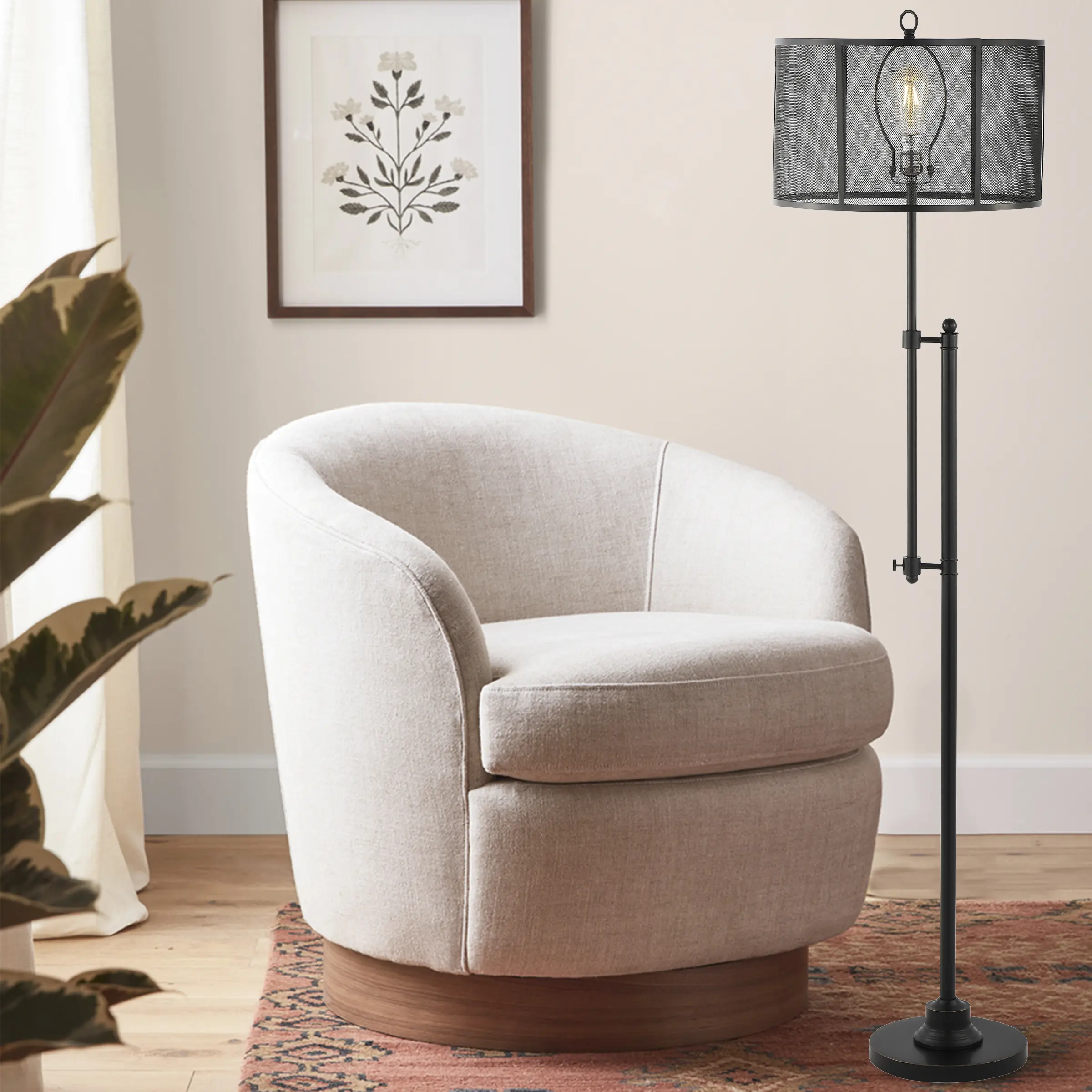 JONATHAN Y Noah Modern Industrial Iron Height-Adjustable LED Floor Lamp with Metal Shade, Bright LED Lights for Living Room, Lights for Bedroom Indoor Lighting, Bright Light