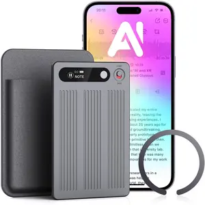 AI Voice Recorder with Transcribe&Summarize, App Control Audio Recorder Support Al Noise Cancellation Technology with 80+ Languages, Note Taker with 64GB Memory, Audio Device for Meeting, Call, Grey