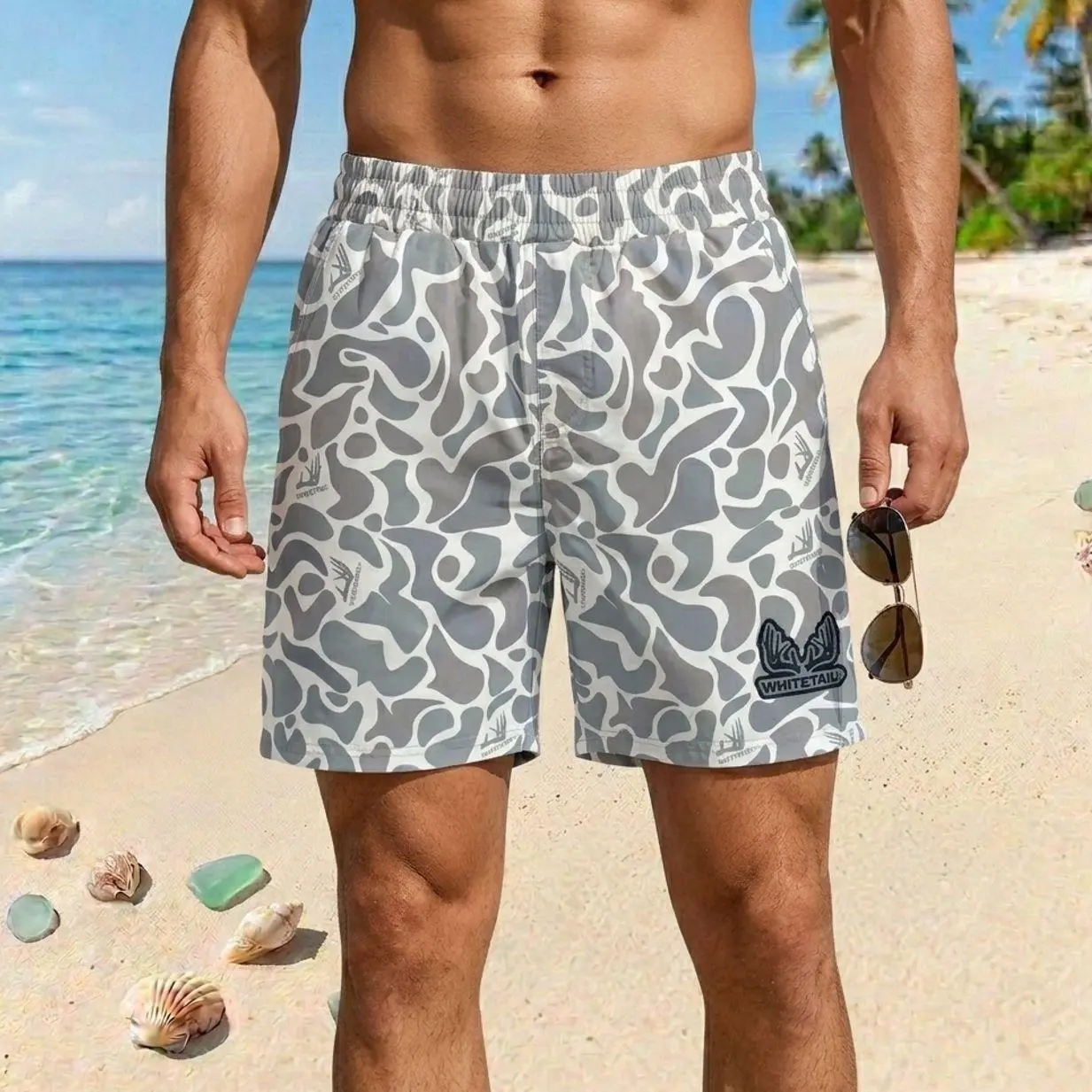 Men Whitetail Faded Old Camo Hunting Shorts – Quick Dry Lightweight Athletic Shorts for Fishing, Hiking, Waterfowl, Tactical Training & Outdoor Summer Wear