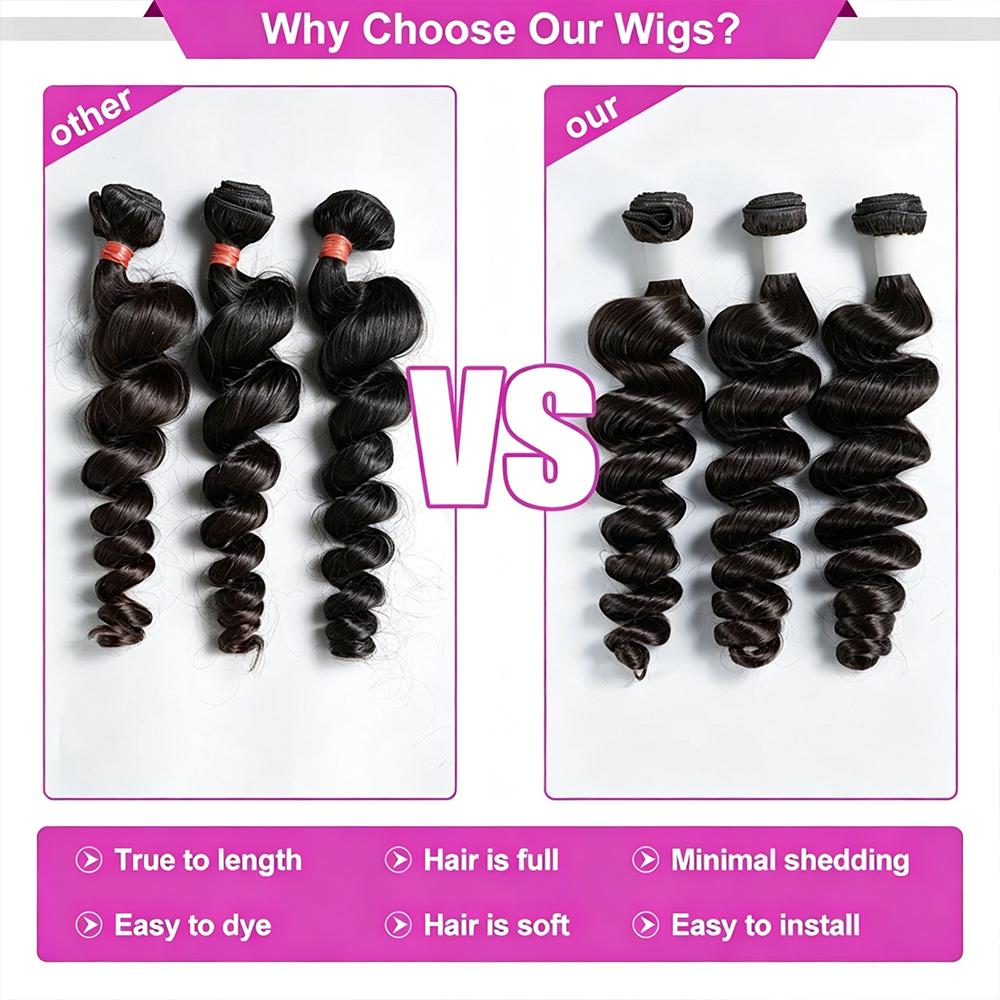 Odbe Hair 12A Loose Deep Wave Bundles Brazilian Virgin Human Hair Extensions 30 Inch Natural Black Virgin Hair Unprocessed Human Hair For Women