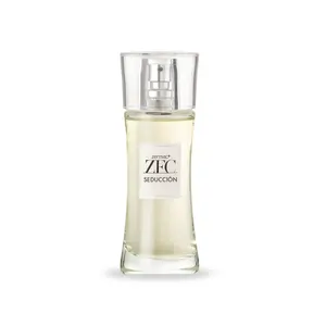 ZFC Senzuel Seduccion Eau de Parfum - Clear Glass Bottle with Spray Nozzle, Featuring Red Roses and Chives