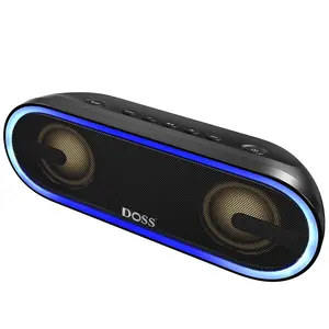 DOSS SoundBox Pro+ P300 Bluetooth Speaker 40W Stereo Sound with Extra Bass IPX6 Waterproof TWS Pairing Dynamic Light Show for Outdoor Party Black Charging