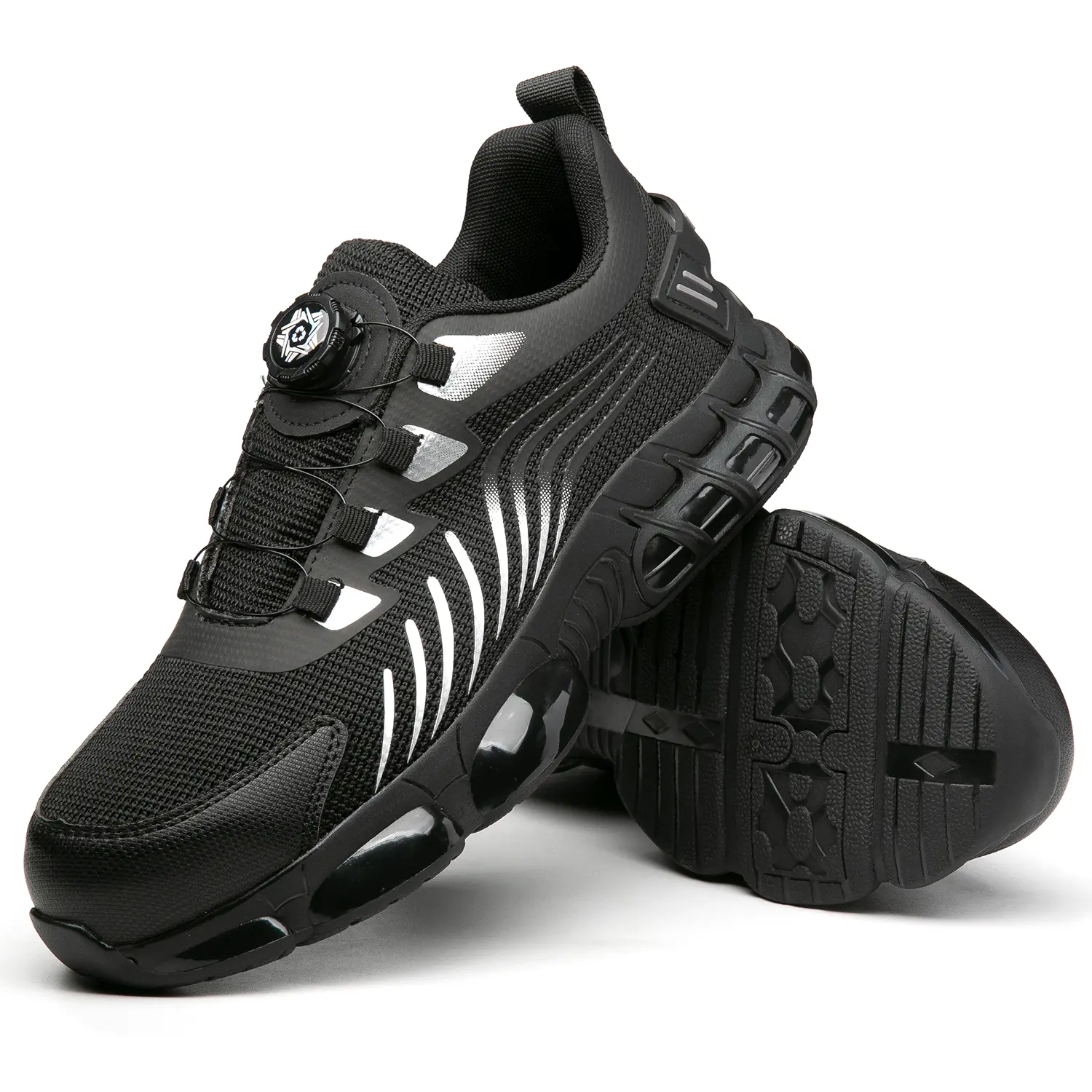 SEBOWEL Men's Steel Toe Work Sneakers, Lightweight Safety Shoes with Dial Lacing System, Puncture-Resistant Kevlar Sole & Breathable Anti-Slip Outsole, Anti-Slip Sole Work & Safety Footwear, Lightweight Anti-Slip Work & Safety Footwear