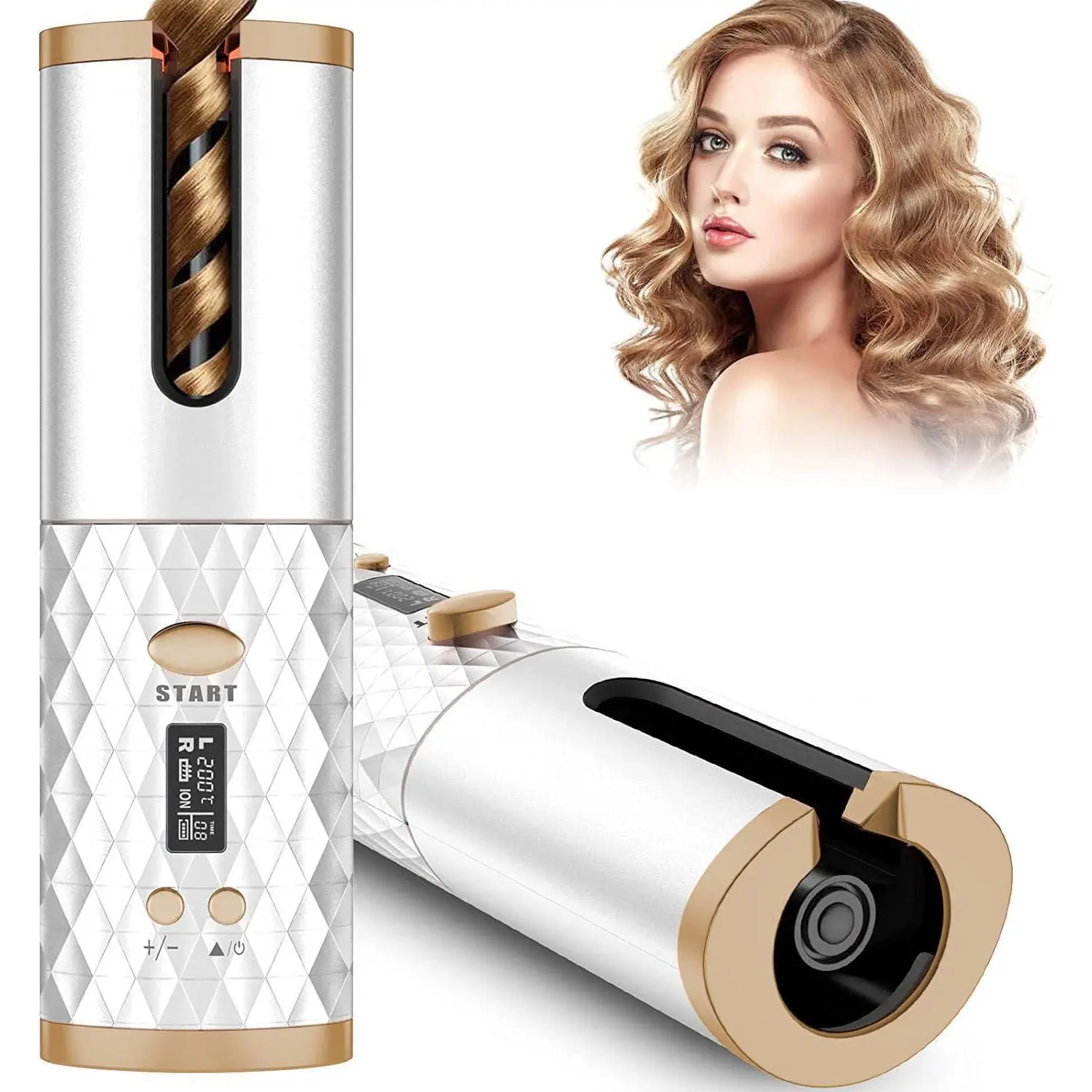 Portable Automatic Hair Curler, Ceramic Rotating Wireless Auto Curling Iron Wand, Portable USB Rechargeable Spin Curler For Hair Styling