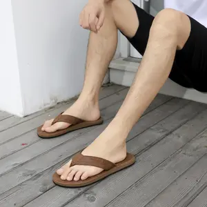 ARRIGOBELLO Mens Arch Support Leather Flip Flops Non-Slip Beach to Pool Sandals Lightweight Breathable for All-Day Walking Comfort Summer Viral miami Shoe Footwear Boy Soft Nail Usat1904-2