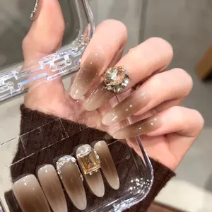 Brown Ombre Gem Luxury Press on Nail