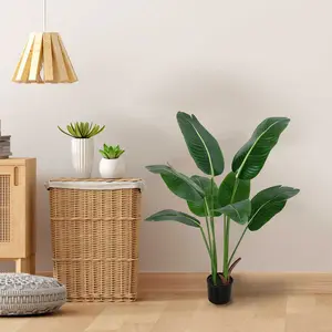 Artificial Plant Faux Tropical Palm Potted Tree, Nearly Natural Banana Leaf for Home, Office Indoor Garden Decor,120 cm/47 inch  durable decorative