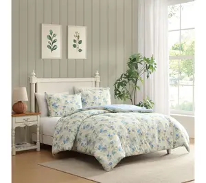 Laura Ashley Blossom Dance Yellow Cotton King Comforter Set
