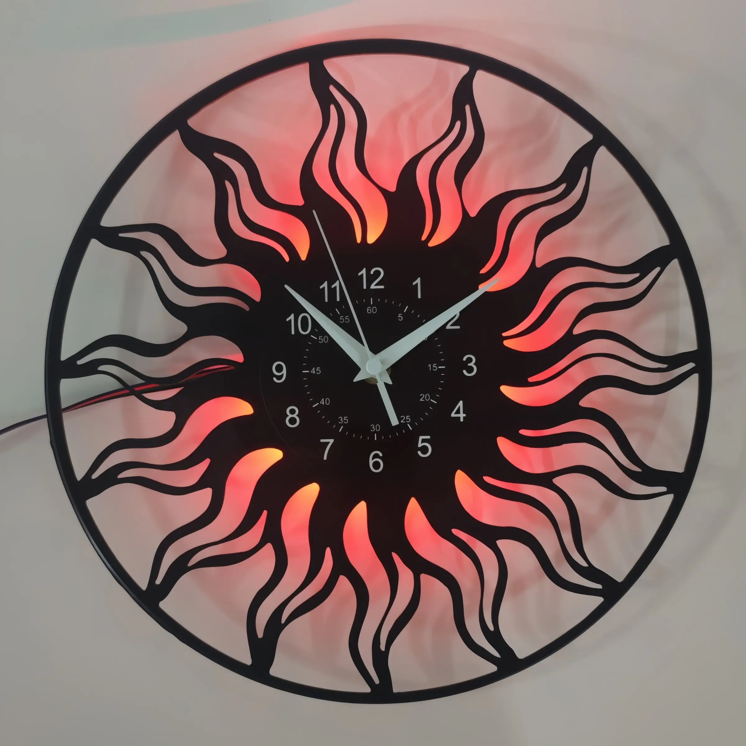 Sun Theme Vinyl Wall Clock, Unique Decorative Timepiece for Home & Office, Stylish Design, Perfect Gift Idea