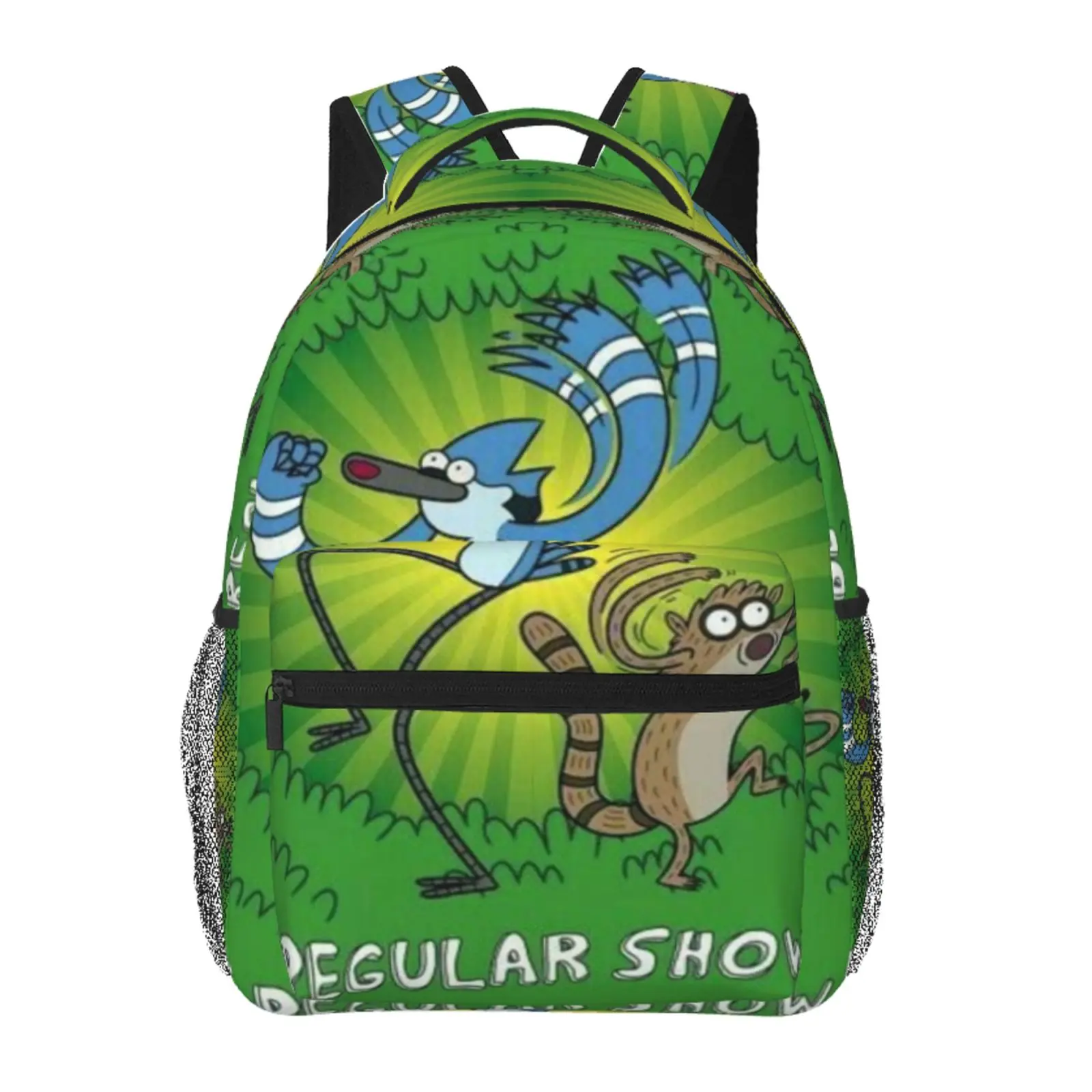 Regular Show Graphic Oxford Cloth No-Wheels Swag Backpack - Large-Capacity, Fits 15.6" Laptop, Back to School Haul Bag for Students' Daily Commute & Gift-Giving
