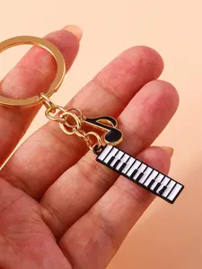 1pc Music Themed Creative Piano Keychain, Unisex Metal Key Ring With Music Note Pendant For Daily Use