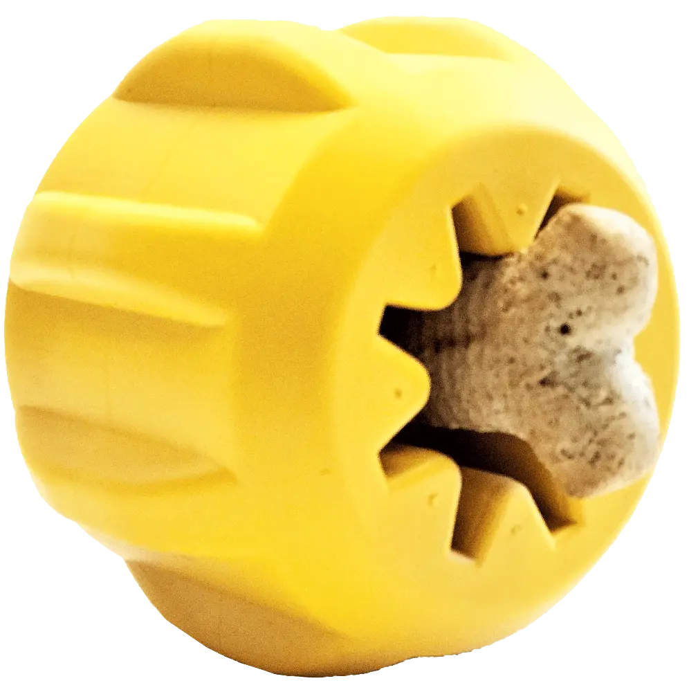 Gear eDispener Durable Rubber Treat Holder and Chew Toy for Dogs - Large Size 3" Diameter 2.5" Tall - FDA Compliant Non-Toxic Natural Rubber - Dishwasher Safe - Veterinarian Approved - Made in USA