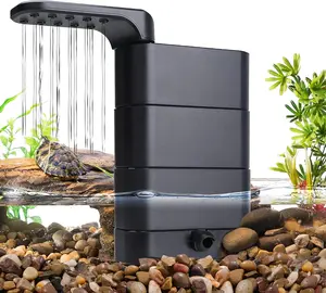 hygger 150GPH Turtle Filter with 2 Sponges & Bio Ball, 3-in-1 Water Circulation Draining Bio Filtration Amphibian Tank Filter 5 to 50 Gallon for Reptile Frog