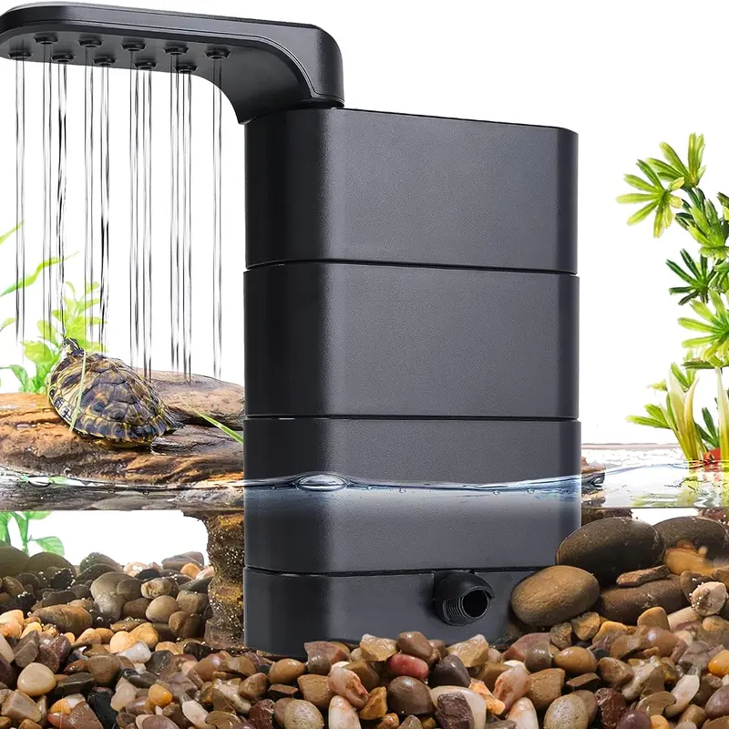 hygger 3-in-1 Aquarium Water Circulation Filter - 150GPH Power, 2 Sponges, Bio Ball, Rotatable Head, Rain Shower Design, 110V, 4.92x2.16x8.46 Inch, for 5-50 Gal Aquariums, Reptiles/Frog Turtle Tanks