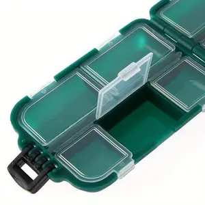 Fishing Tackle Box 10 Compartment Lure Hook Storage Case Double Sided Fishing Tool Organizer Multifunctional Bait Container Fishing Equipment