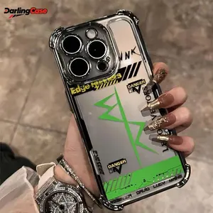 DalingCase Cyberpunk Style Frame Pattern Phone Case for iPhone 17 Air iPhone 16 15 Plus 14 13 12 11 Pro Max Xsmax Transparent Soft Back Coated Anti-drop Protective Case