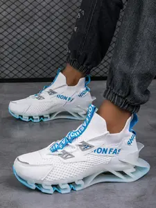 Men's Lightweight Breathable Athletic Running Shoes, Fashionable Running Shoes, Fashion Sneakers for All Seasons, Mid-Top Leather Fabric Casual Footwear