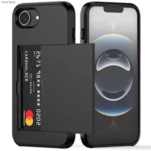for iPhone 17e Case, iPhone 16e Case with Card Holder Dual Layer Heavy Duty Protective Hidden Card Slot Slim Wallet Cover for iPhone 16e/17e 6.1''