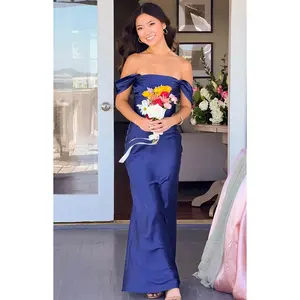 Ella Navy Off Shoulder Formal Maxi Dress