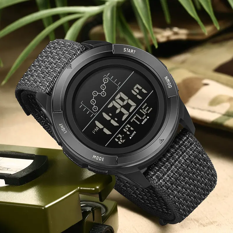 Sanda men's electronic watch sports fashion multifunctional single display alarm clock round large dial waterproof outdoor sports watch, Fashionable Waterproof Wristwatch