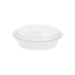 spring Versatainer PCTNC737 35 oz Round PP Container & Lid, White - 150 Count