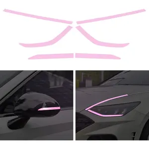 2 Pair Headlight Sidemarker Side Rear View Mirror Vinyl Films Smoke Tint Compatible with Hyundai Sonata 2020-2022 Transmission Amber Edges Delete Stickers Decorations (Pink)