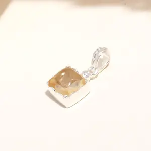 The Golden Ray: Square Citrine Cushion Pendant