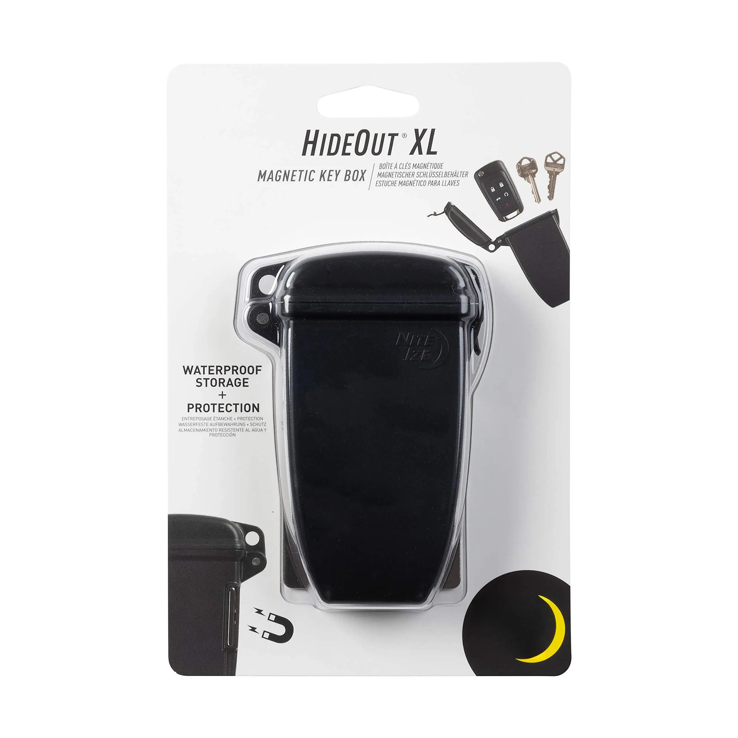 Hideout Magnetic Key Box - Waterproof Hider Holder & Storage For Spare Keys Black  Extra Large