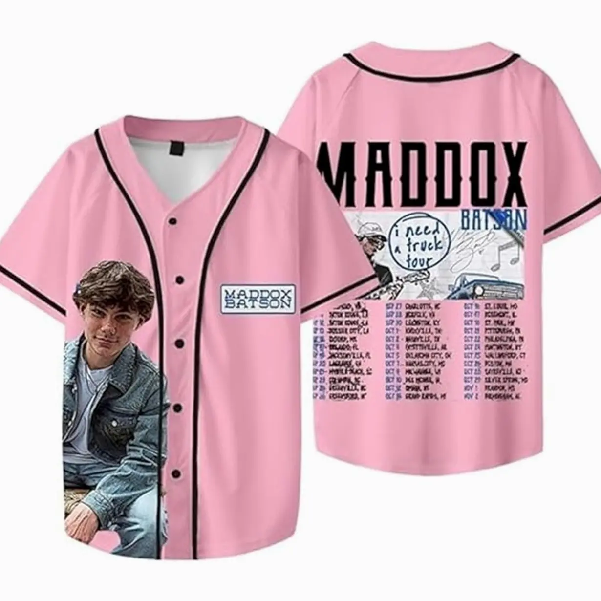 Maddox Batson Tour 2025 Baseball Jersey T-Shirts Summer Women Men Fashion Printed Short Sleeve