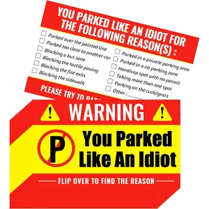 100 count Bad Parking Cards You Parked Like an Idiot Cards 3.5 x 2 Inches Bad Parking Stickers Funny Parking Violation Cards with Multi Violation Reasons (Style 2)