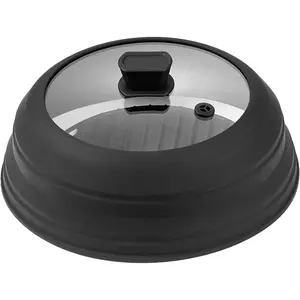 TikTokShopBlackFridayVEVOR Microwave Splatter Cover & Mat, 10.8" Collapsible Microwave Lid for Food, 500 ° F Heat-Resistant Silicone & Tempered Glass Splatter Guard for Plate Dish, Multi-Purpose Kitchen Gadget with Handle