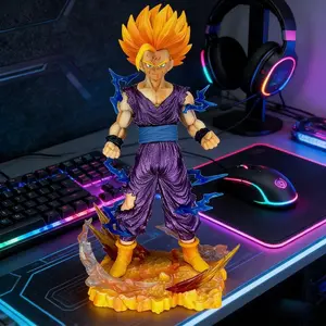 1 Piece Dragon Ball Z Gohan Figure! Super Saiyan 2 Rage Form with Cyberpunk Desk Setup ，Stunning Gohan Super Saiyan Action Figure, Perfect Gamer Room Decor for DBZ Otakus, Action Figurine