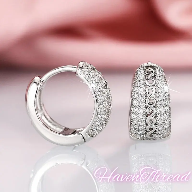 Women's Fashionable Huggie Ear Hoops - CZ Dainty Earrings, Dainty Lightweight Hoops Shape Jewelry for Sports & Outdoor Enthusiasts, Infinity Continuous Circle Design