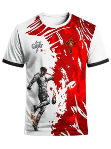 Men's Red White Soccer Training Jersey – Crew Neck Sports T-Shirt for Football, Fitness & Casual Wear