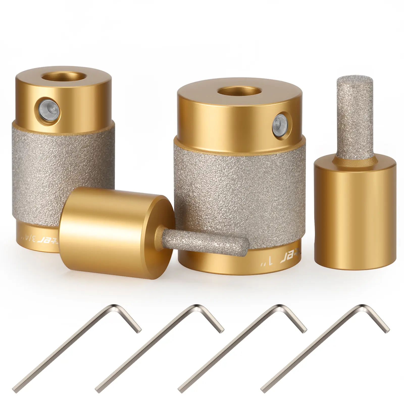 Vearter 4Pcs Stained Glass Diamond Grinder Bit Set, 1/8" 1/4" 3/4" 1" Replacement Grinding Bits Compatible With 5/16" Arbor Glass Grinder for Stained Glass Art Craft Polishing Shaping